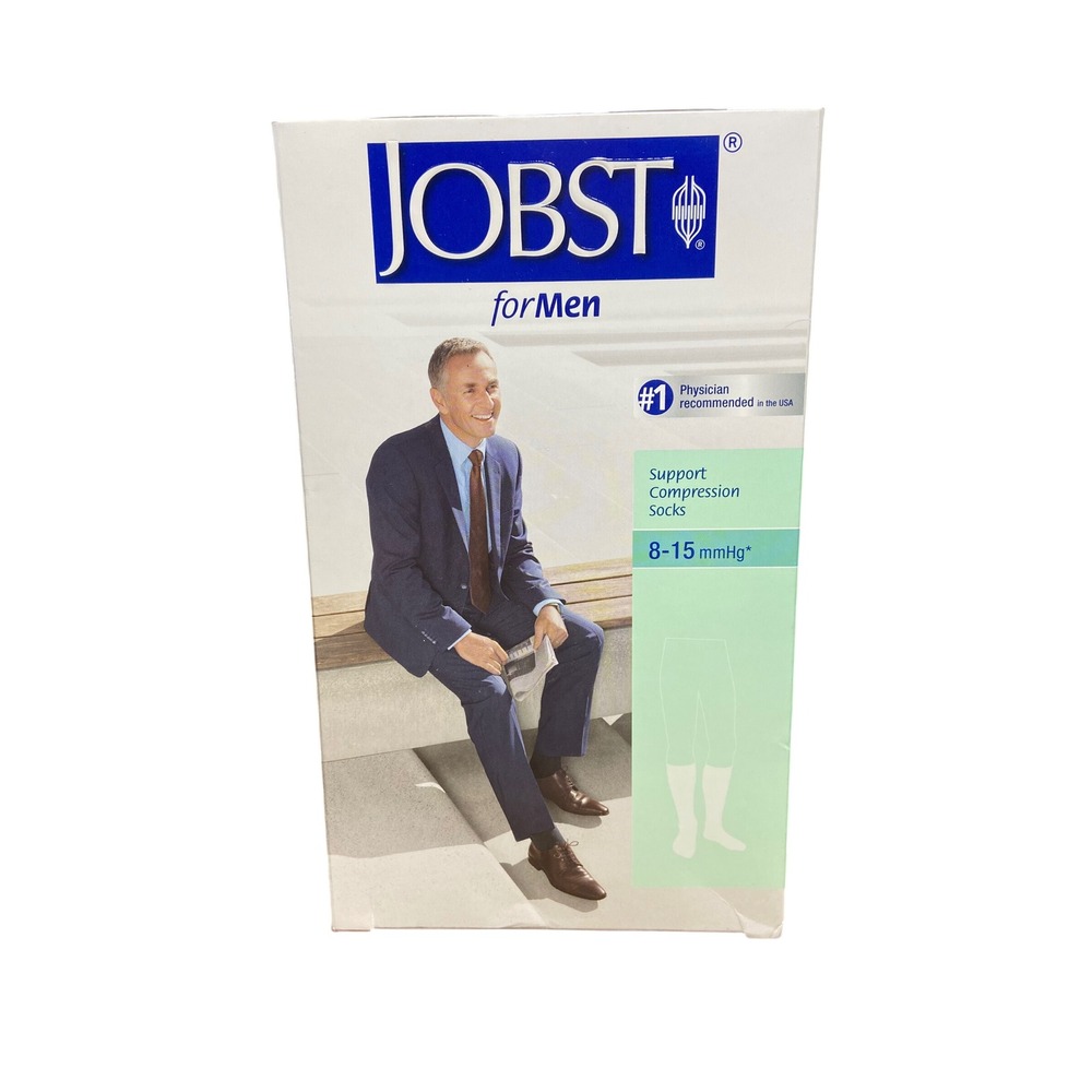 Jobst for Men Support Compression Socks‎ 8-15 mmHg Navy Blue Large 110338 Ribbed